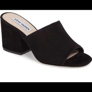 SOLD: Steve Madden - black suede Dalis slide